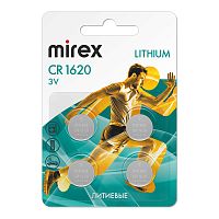 Элемент питания Mirex CR1620  3V  4 шт (4/216/648), ecopack (23702-CR1620-E4)
