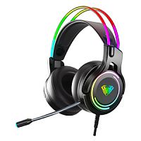 Накладные наушники AULA S506 подкл: USB 2.0, кабель 2.1м,игровые, микрофона,подсветка, черный (1/30) (80002905)