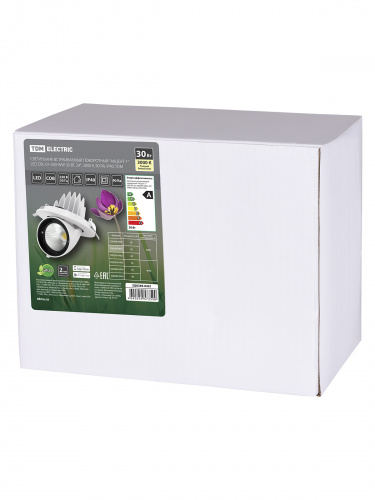 Светильник светодиодный TDM встраиваемый поворотный "Акцент-1" DSL-01-030-WW 30 Вт, 24°, 3000 К, 90 Ra, IP40, (1/20) (SQ0369-0401) фото 2 Светильник светодиодный TDM встраиваемый поворотный "Акцент-1" DSL-01-030-WW 30 Вт, 24°, 3000 К, 90 Ra, IP40, (1/20) (SQ0369-0401) фото 2