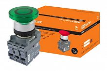 Кнопка грибовидная МРМ1-11G(LED) в сборе d40мм/24B 1з+1р зеленая TDM (SQ0747-0032)