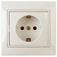 Розетка INTRO 2P+E Schuko со шторками, 16АХ-250В, скрытой установки, Plano, сл.кость (1/10/200/2000) (Б0029846)