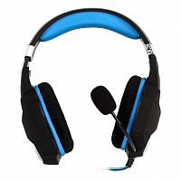 Игровая гарнитура Smartbuy RUSH VIPER, велюровые амбушюры, шнур 1м+2м, черный/синяя (1/30) (SBHG-2000)