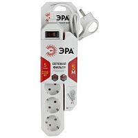 Сетевой фильтр ЭРА USF-5es-5m-W с базовой защитой с заземлением с выключателем 5 розеток 5м 10А белый (1/20) (Б0019738)