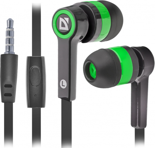 Наушники внутриканальные DEFENDER Pulse-420, вакуумная, регулят. громк., шнур 1.2 м, зеленые (1/80) (63422) фото 3