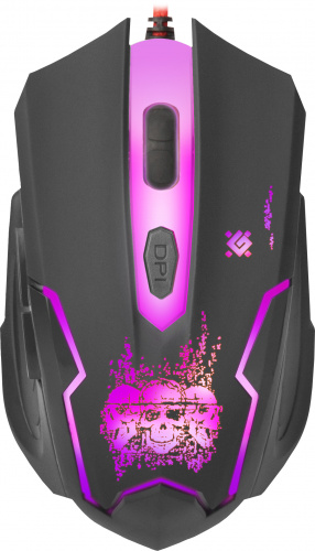 Мышь DEFENDER Skull GM-180L, USB, проводная, игровая, 6 кнопок, черная, длина кабеля 1,5 м. (1/40) (52180) фото 6