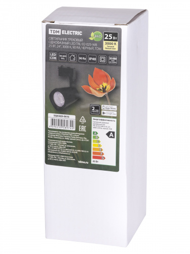 Светильник светодиодный TDM трековый однофазный TRL-02-025-WB 25 Вт, 24°, 3000 К, 90 Ra, черный, (1/40) (SQ0369-0015) фото 2