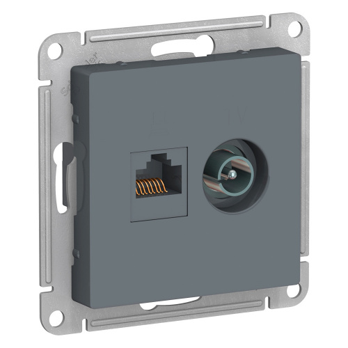 Механизм розетки компьютерной + TV 2-м С/У ATLASDESIGN RJ45 кат.5E + TV грифель Systeme Electric ATN000789 (1/10/60)