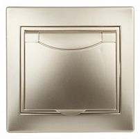 Розетка INTRO 2P+E Schuko с крышкой, 16АХ-250В, скрытой установки, Plano, шампань (1/10/100/1500)