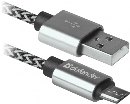 Кабель DEFENDER USB08-03T PRO USB2.0, белый, AM-MicroBM, 1m, 2.1A (1/100) (87803) фото 3 Кабель DEFENDER USB08-03T PRO USB2.0, белый, AM-MicroBM, 1m, 2.1A (1/100) (87803) фото 3