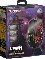Мышь проводная игровая DEFENDER Venom GM-640L, USB, 8 кн., 3200dpi, черный  (1/40) (52640)