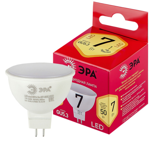 Лампа светодиодная ЭРА RED LINE LED MR16-7W-827-GU5.3 R GU5.3 7 Вт софит теплый белый свет (1/100) (Б0050231) фото 3