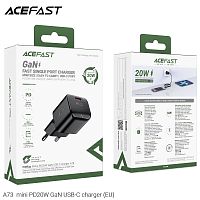 Блок питания сетевой 1 Type-C ACEFAST A73 mini, PD20Вт, QC3.0, цвет: чёрный (1/15/120) (6974316282648)