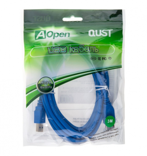 Кабель удлинительный AOPEN USB 3.0 - AF, 3 м., синий (1/40) (ACU302-3M) фото 3