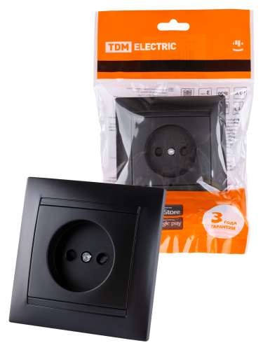 Розетка 2П 10А 250В с защ. шт. графит , с/у, "Лама" (10/120) TDM (SQ1815-0610) Розетка 2П 10А 250В с защ. шт. графит , с/у, "Лама" (10/120) TDM (SQ1815-0610)