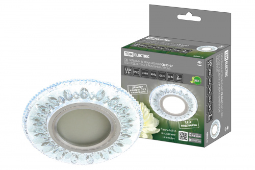 Светильник светодиодный TDM встраиваемый СВ 03-07 MR16 50Вт G5.3 подсветка 3 Вт зеркальный/хром (1/10/100) (SQ0359-0134) Светильник светодиодный TDM встраиваемый СВ 03-07 MR16 50Вт G5.3 подсветка 3 Вт зеркальный/хром (1/10/100) (SQ0359-0134)