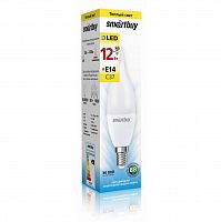 Лампа светодиодная SMARTBUY C37 12Вт 220V 3000K E14 (свеча на ветру, матовая, теплый свет) (10/100) (SBL-C37Can-12-30K-E14)