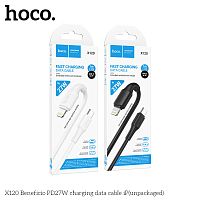 Кабель Type-C - 8 pin HOCO X120, 1.0м, круглый, пластик, PD27Вт, цвет: черный упакован (1/420) (6942007658843)