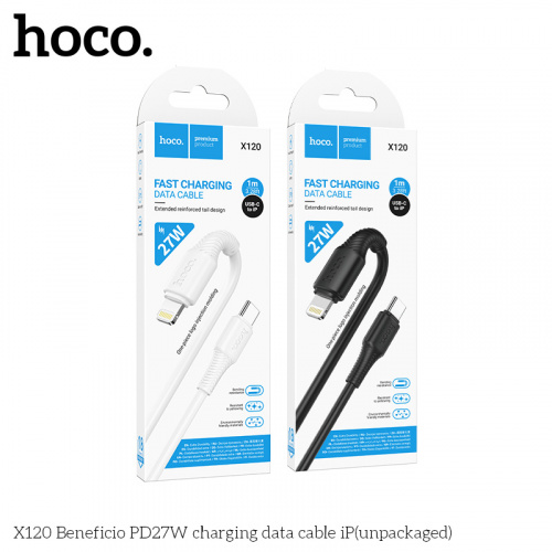 Кабель Type-C - 8 pin HOCO X120, 1.0м, круглый, пластик, PD27Вт, цвет: черный упакован (1/420) (6942007658843) Кабель Type-C - 8 pin HOCO X120, 1.0м, круглый, пластик, PD27Вт, цвет: черный упакован (1/420) (6942007658843)
