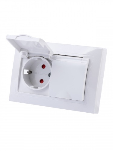 Розетка двойная 2П+З с защ. шт. и крышкой 16А 250В IP44 белая "Таймыр" (10/100) TDM (SQ1814-0076) фото 7 Розетка двойная 2П+З с защ. шт. и крышкой 16А 250В IP44 белая "Таймыр" (10/100) TDM (SQ1814-0076) фото 7