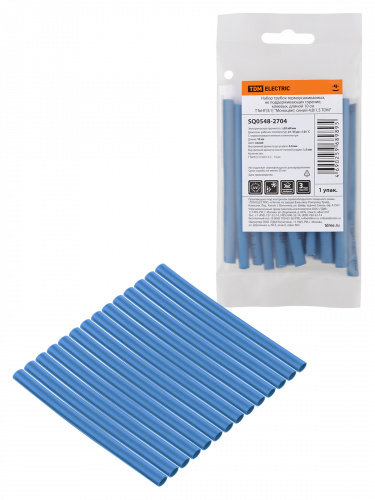 Набор трубок термоусаживаемых, не поддерживающих горение, клеевых, длиной 10 см ТТкНГ(3:1) "Моноцвет, синий 4,8/1,5 TDM" (1/200) (SQ0548-2704)