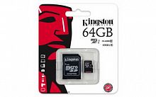 Карта памяти MicroSD 64GB  Kingston Class 10 UHS-I (45 Mb/s) + SD адаптер (SDC10G2/64GB)