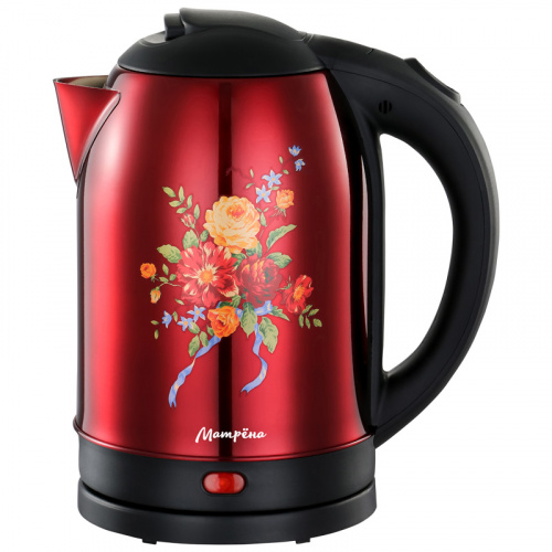 Чайник МАТРЁНА MA-005 электрический (2,0 л) стальной красный хохлома (1/12) (005413)