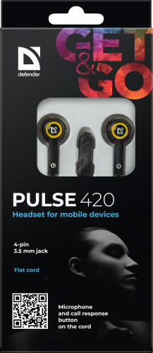 Наушники внутриканальные DEFENDER Pulse-420, вакуумная, регулят. громк., шнур 1.2 м., жёлтые (1/80) (63421) фото 9