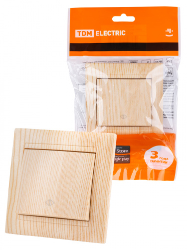 Выключатель перекрестный 1-кл. 10А сосна , с/у, "Лама" (10/120) TDM (SQ1815-0336)