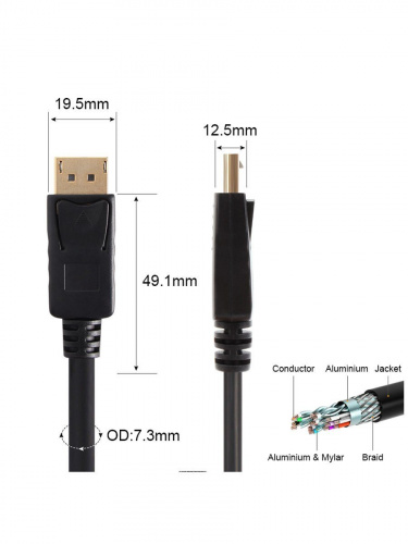 Кабель соединительный DISPLAY PORT v1.2, 4K@60Hz, 5m VCOM <VHD6220-5M> (1/30) фото 6
