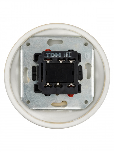 Выключатель скрытой установки фарфоровый поворотный перекрёстный с ручкой (бантик) 10А сл. кость «Болонь» TDM (SQ1820-0318) фото 3