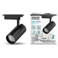 Светильник GAUSS трековый светодиодный цилиндр 32W 2940lm 4000K 180-220V IP20 75*216мм черный линза 36º 1/40 (TR088)