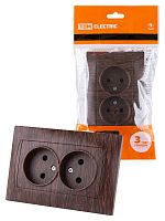 Розетка двойная 2П 10А 250В с защ. шт. венге , с/у, "Лама" (7/84) TDM (SQ1815-0412)