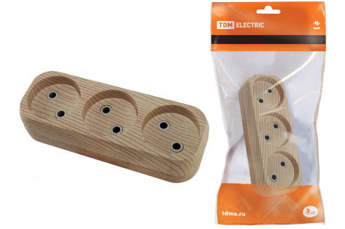 Колодка розеточная 3 гнезда 2П б/з 10А 250В "Эко" (сосна) TDM (1/20/120) (SQ1806-0047) Колодка розеточная 3 гнезда 2П б/з 10А 250В "Эко" (сосна) TDM (1/20/120) (SQ1806-0047)