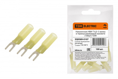 Наконечник НВИ-Т 6,0–5 вилка в термоусаживаемой манжете (100шт) TDM (1/60) (SQ0589-0107) Наконечник НВИ-Т 6,0–5 вилка в термоусаживаемой манжете (100шт) TDM (1/60) (SQ0589-0107)