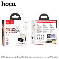 Наушники внутриканальные HOCO EQ21 Sandy, пластик, bluetooth 5.4, микрофон, сенсорный экран, цвет: белый (1/14/140) (6942007647427)