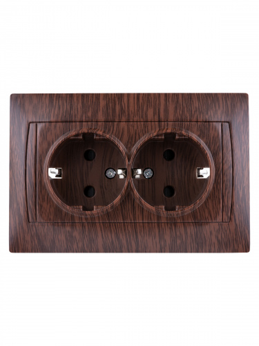 Розетка двойная 2П+З 16А 250В с защ. шт. венге , с/у, "Лама" (6/72) TDM (SQ1815-0413) фото 4