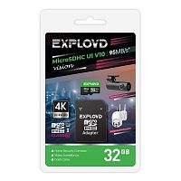 Карта памяти MicroSD  32GB  Exployd Class 10 Vision UHS-I U1 V10 (95 Mb/s) + SD адаптер (EX32GCSDHC10-U1-V10)