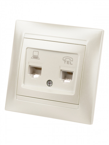 Розетка телефонная RJ11 + компьютерная RJ45 перламутр "Лама" (10/120) TDM (SQ1815-0819) фото 6