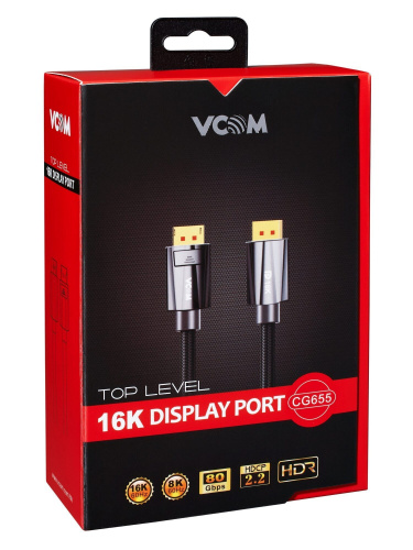Кабель соединительный DP--> DP v2.1 80GBps, 8K@60Hz, 2m,медь, VCOM <CG655-2.0> фото 3 Кабель соединительный DP--> DP v2.1 80GBps, 8K@60Hz, 2m,медь, VCOM <CG655-2.0> фото 3