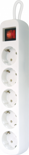 Удлинитель DEFENDER S530, 5 розеток, ПВС 3*1,0 мм2, мощность 2200 Вт, ток 10А, белый, с/з, выключатель, 3,0 м (1/30) (99242) фото 2