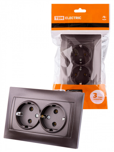 Розетка двойная 2П+З 16А 250В шоколад , с/у, "Лама" (6/72) TDM (SQ1815-0525) Розетка двойная 2П+З 16А 250В шоколад , с/у, "Лама" (6/72) TDM (SQ1815-0525)