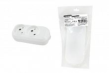 Колодка розеточная 2 гнезда 2П б/з 10А 250В белая серии "Народная" (1/10/100) (SQ1806-0413)