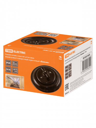 Выключатель скрытой установки фарфоровый поворотный с ручкой (бантик) 10А коричневый «Болонь» TDM (SQ1820-0420) фото 2 Выключатель скрытой установки фарфоровый поворотный с ручкой (бантик) 10А коричневый «Болонь» TDM (SQ1820-0420) фото 2