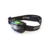 Фонарь GAUSS светодиодный налобный GFL405 3W 130lm Li-ion 600mAh LED, 4 режима, IP44, 6х4х4 см 1/12/72 (GF405)