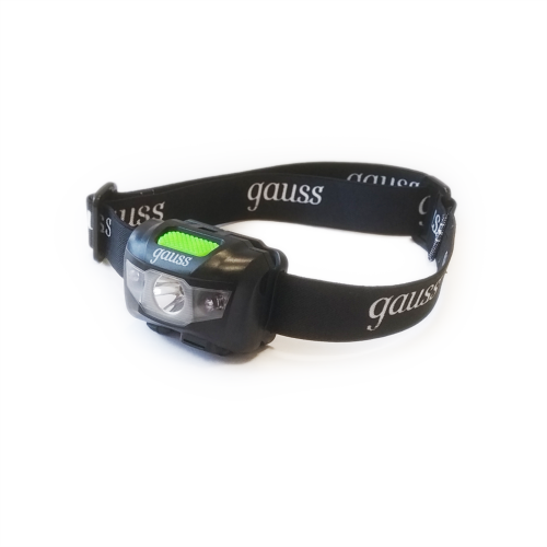 Фонарь GAUSS светодиодный налобный GFL405 3W 130lm Li-ion 600mAh LED, 4 режима, IP44, 6х4х4 см 1/12/72 (GF405)