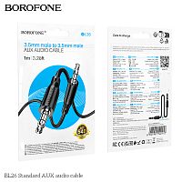 Кабель AUX, Jack 3,5mm(m) - Jack 3,5mm(m) Borofone BL26, 1.0м, круглый, силикон, цвет: черный (1/1000) (6941991122170)