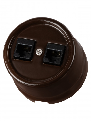 Розетка TDM двойная компьютерная RJ45 коричневая «Болонь» (1/72) (SQ1820-0451) фото 6