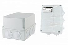 Распаячная коробка ОП 190х140х120мм, крышка, IP55, 10 гермовводов, инд. штрихкод, TDM (1/12) (SQ1401-1246)