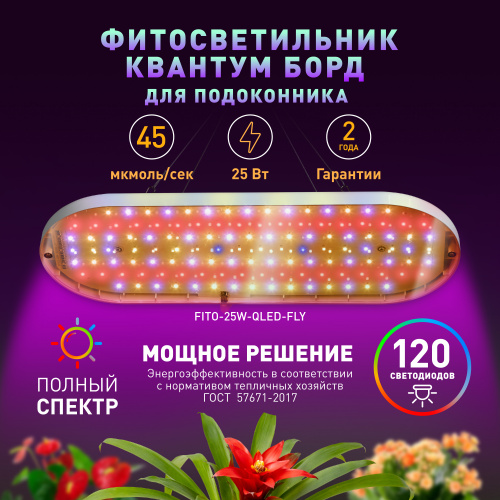 Светильник для растений ЭРА FITO-25W-QLED-FLY подвесной полного спектра 25 Вт (1/20) (Б0053062) фото 15