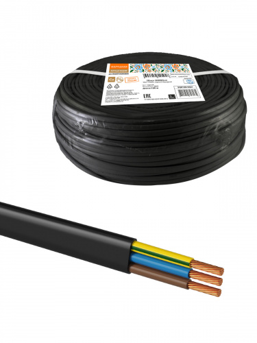 Провод НАРОДНЫЙ ШВВПмб 3х0,5 (100м), черный (100) (SQ0120-0307)